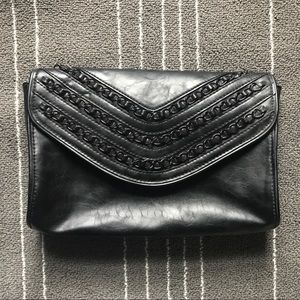 Black clutch bag with chain detail envelope clutch